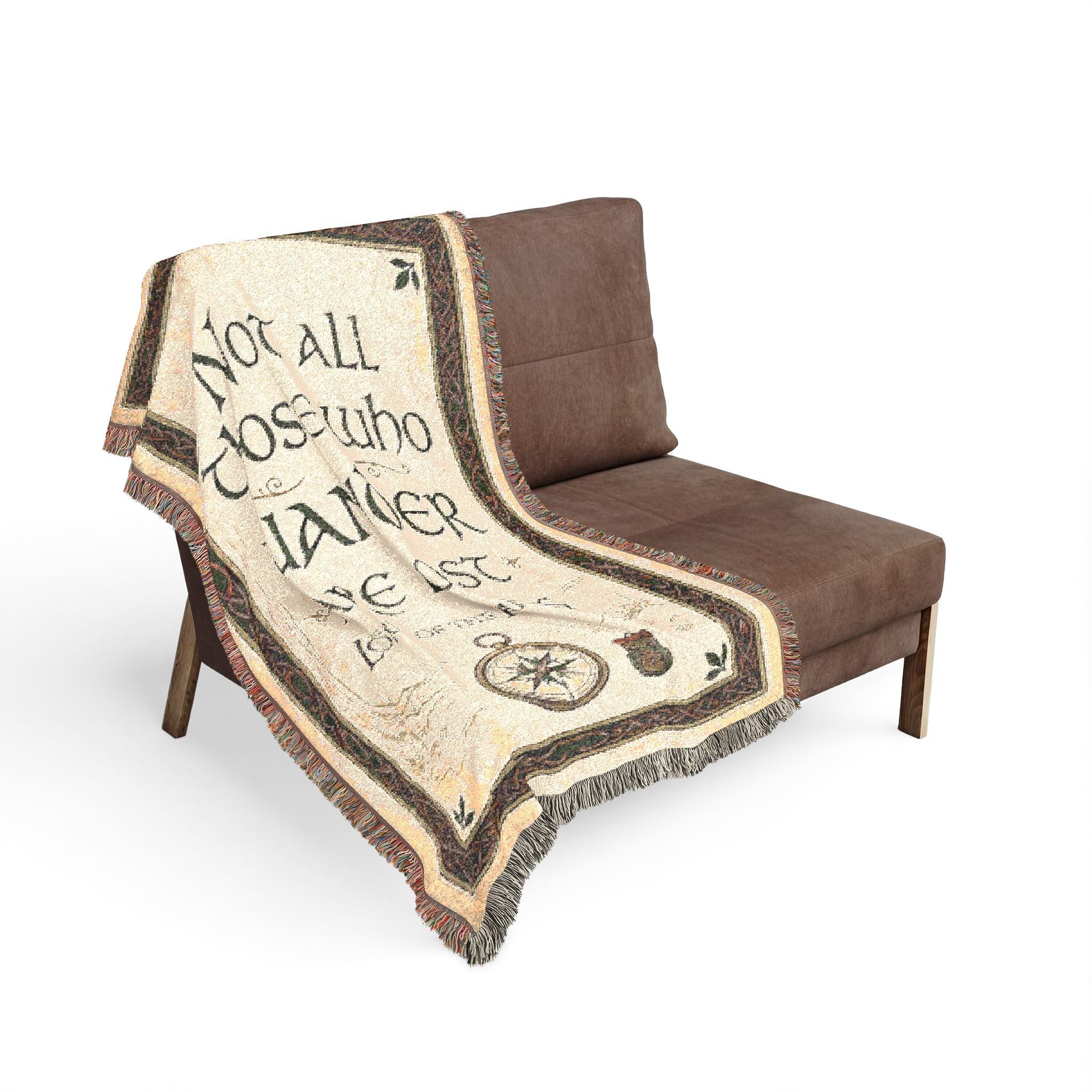 "Not All Those Who Wander Are Lost" Woven Blanket - Lord of the Rings Inspired Fan Gift, Tolkien Quote Throw