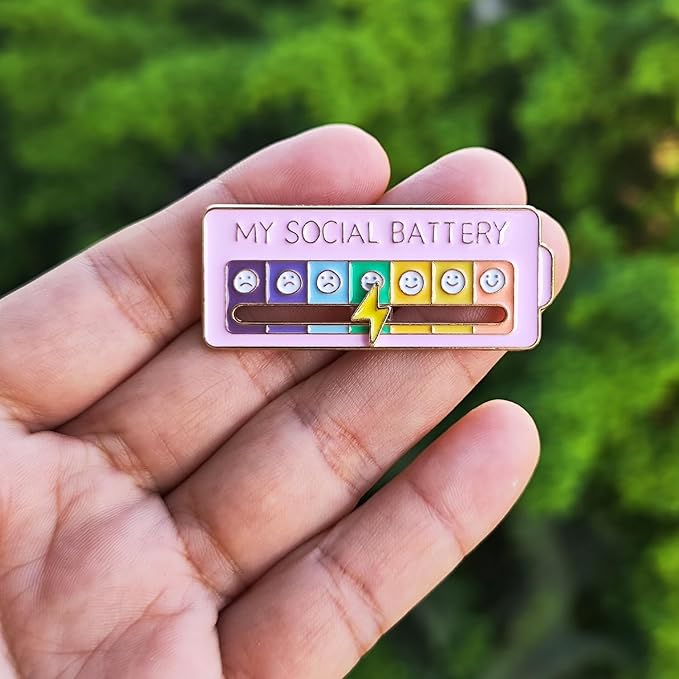 The Original "Social Battery" Slider Pin: Silent Mood Tracker