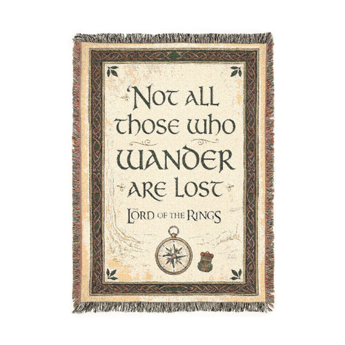 "Not All Those Who Wander Are Lost" Woven Blanket - Lord of the Rings Inspired Fan Gift, Tolkien Quote Throw